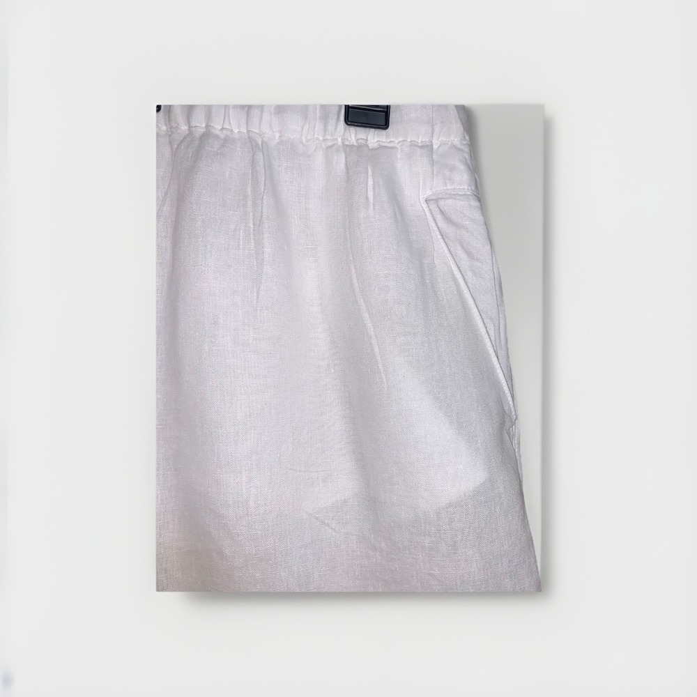 Cynthia Rowley 100% Linen Wide Leg White Capri Xl Split Hem Front/Back Pockets - Picture 3 of 7